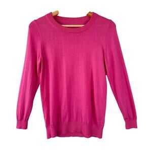J. Crew Merino Wool Hot Pink Pullover Sweater Top Long Sleeve Size XS
